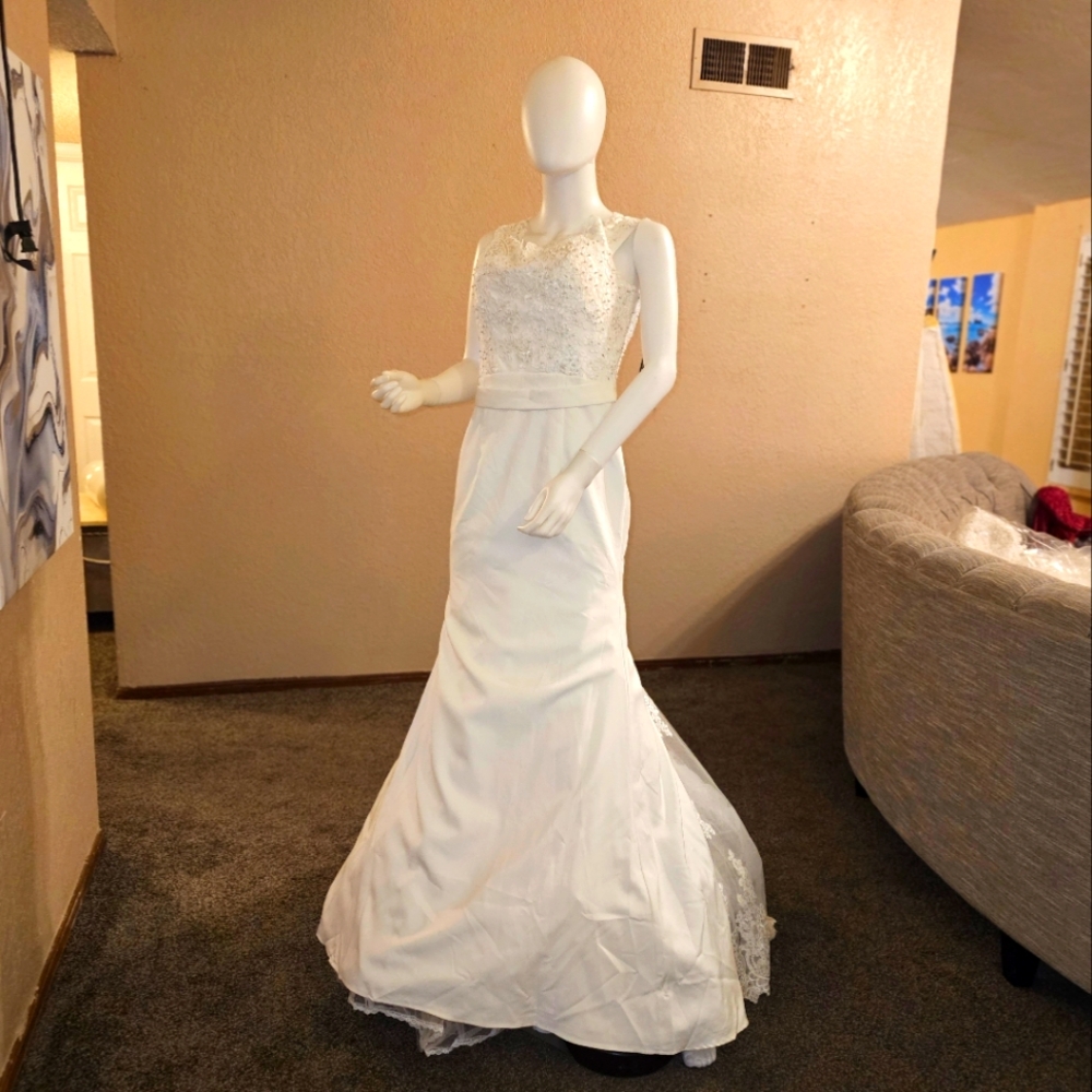 EVA USA DRESS formal wedding ivory embellished NWT embroidered EV-5161
